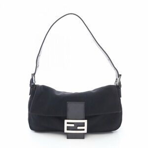 FENDI Vintage Black Neoprene Baguette Shoulder Bag / Mamma Bucket